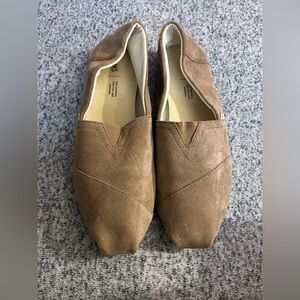 Toms Alpargata Sand Tan Suede Neutral Leather Slip On Loafer Shoes Size 10W